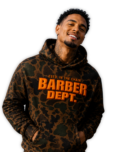 BARBER DEPT. / Unisex Heavyweight Hooded Sweatshirt / Embroidery effect